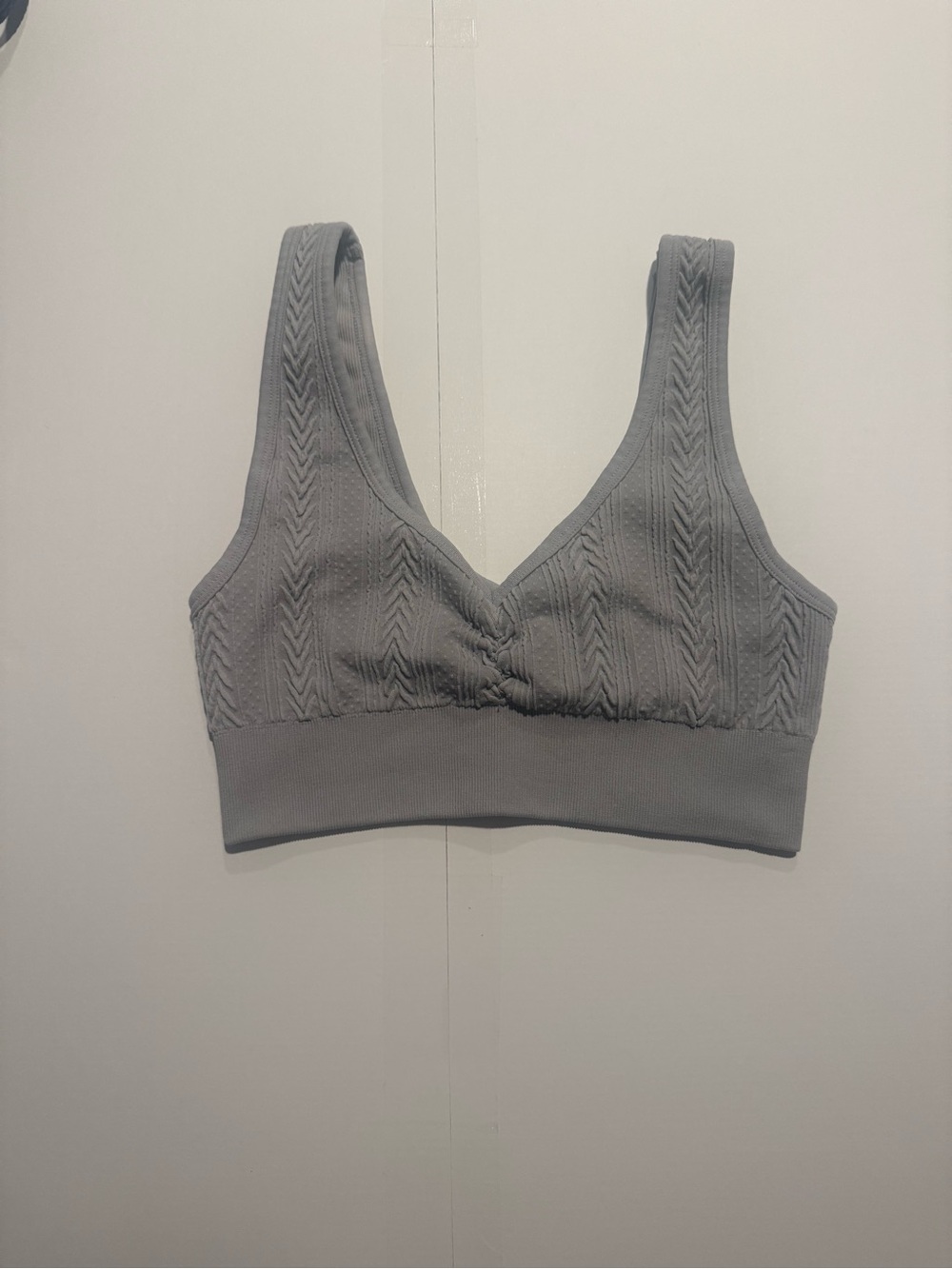 aerie Knit V-Neck Seamless Bralette - Light Gray